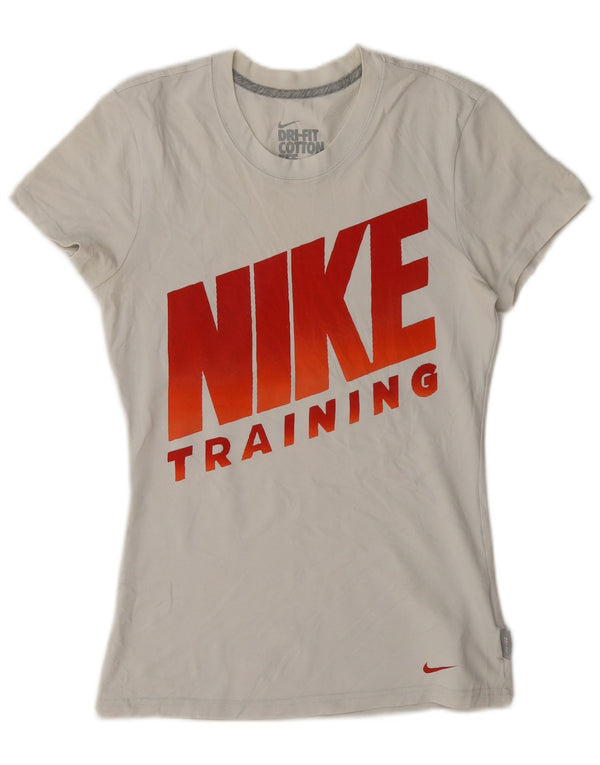 Nike Ženska majica kratkih rukava Dri Fit Graphic Top UK 10 Small White Cotton