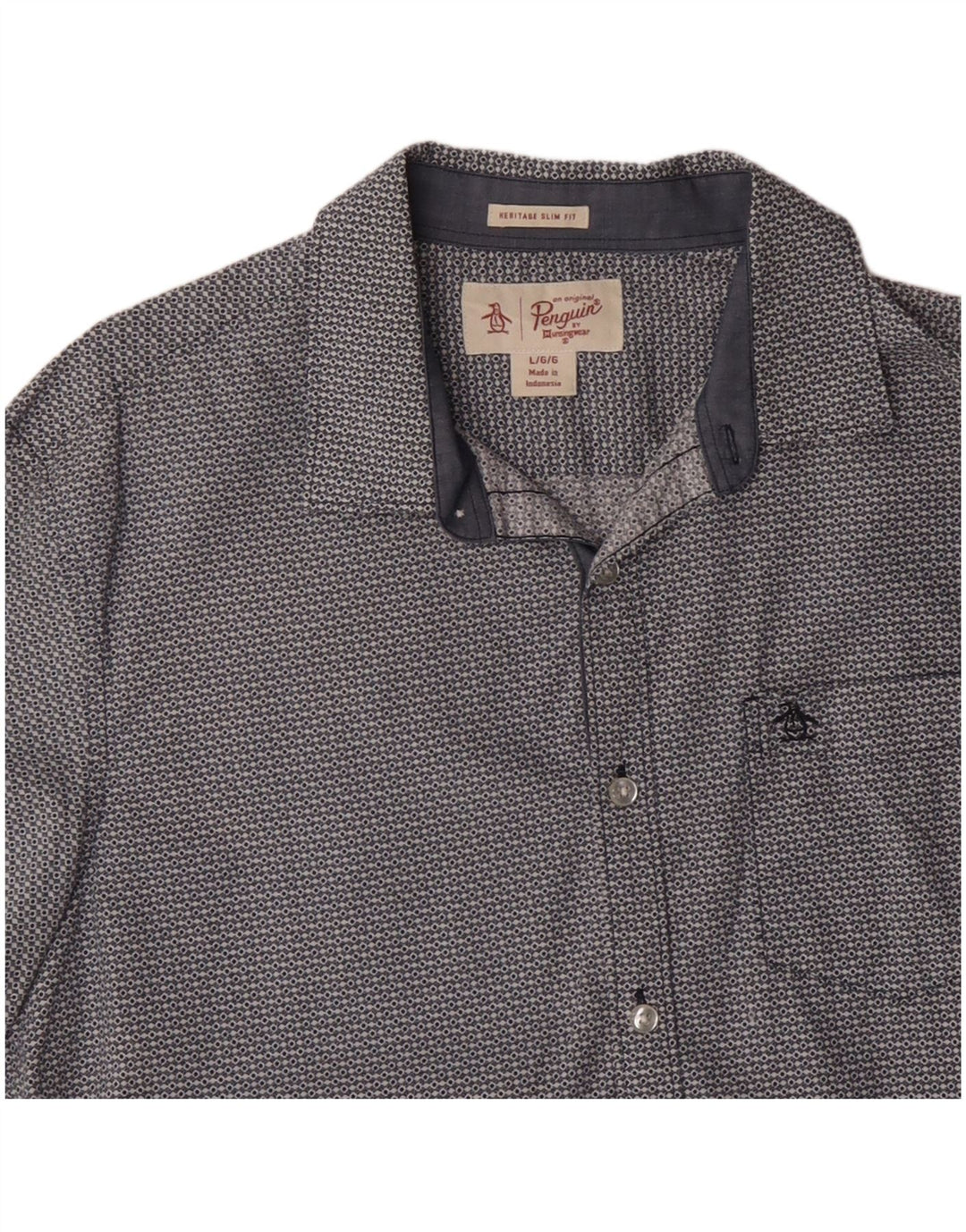 PENGUIN Heritage muška uska majica kratkih rukava velikih plavih geometrijskih dimenzija