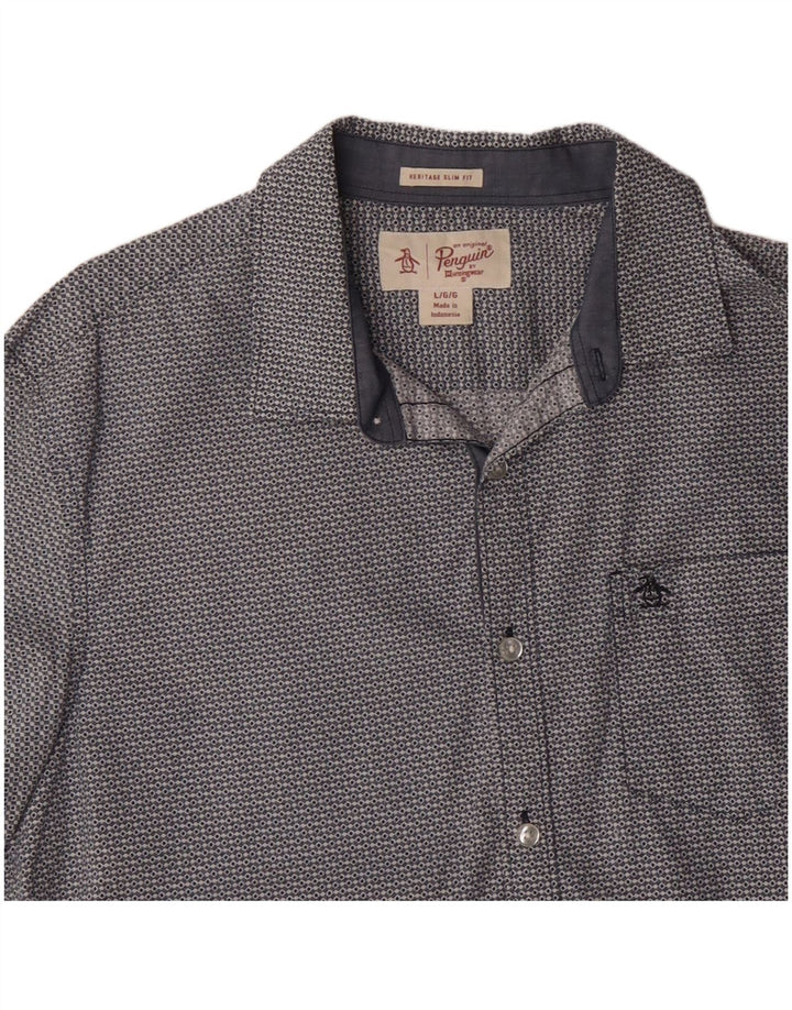 PENGUIN Heritage muška uska majica kratkih rukava velikih plavih geometrijskih dimenzija