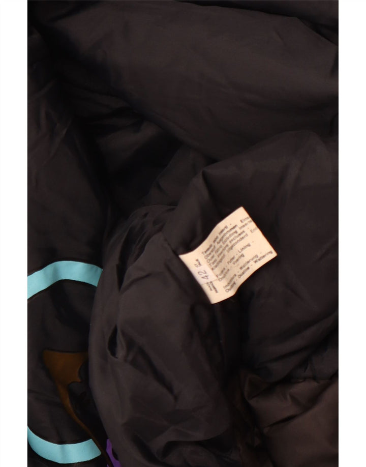 Vintage ženska jakna vjetrovka EU 42 veliki crni geometrijski poliester