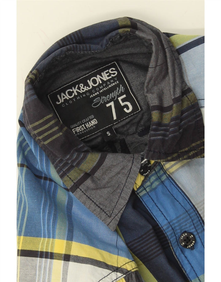 JACK & JONES Mens Shirt Small Blue Check Vintage Jack & Jones and Second-Hand Jack & Jones from Messina Hembry 