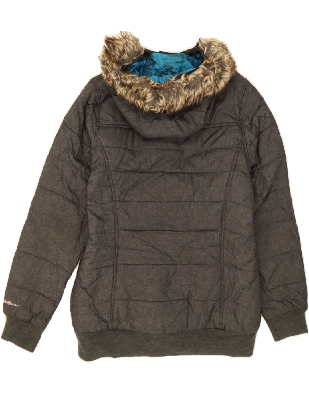 EDDIE BAUER Womens Hooded Padded Jacket UK 12 Medium Grey Nylon Vintage Eddie Bauer and Second-Hand Eddie Bauer from Messina Hembry 