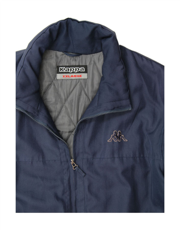 KAPPA Mens Bomber Jacket UK 44 2XL Navy Blue Polyester Vintage Kappa and Second-Hand Kappa from Messina Hembry 