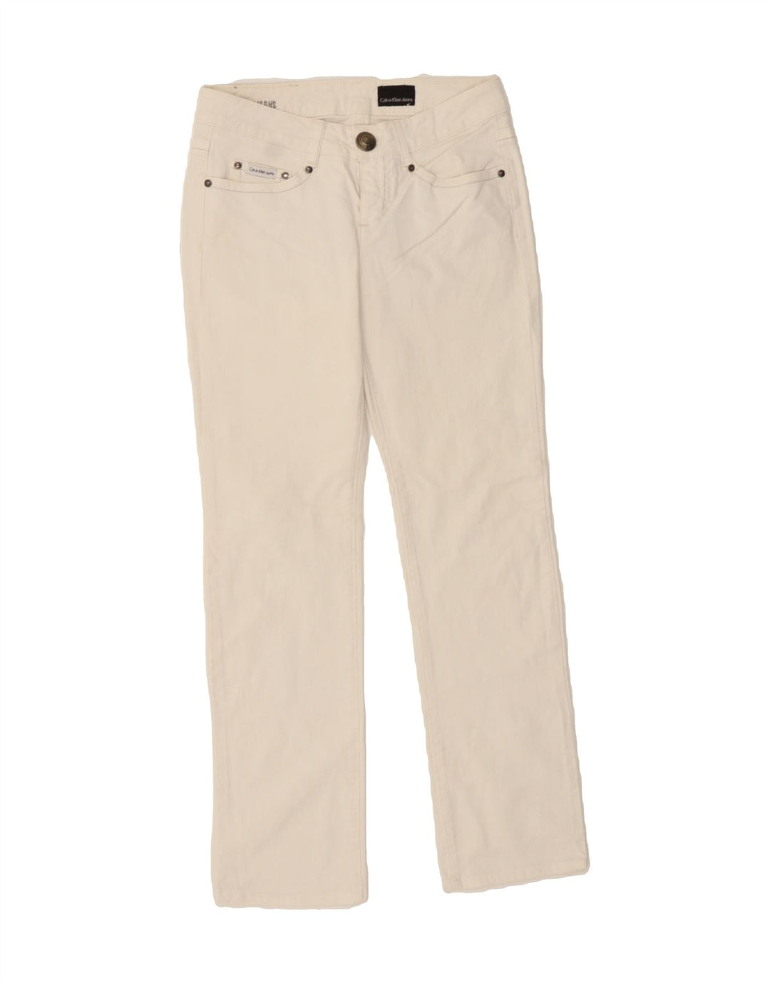 CALVIN KLEIN Womens Low Waist Straight Jeans W28 L29  White Vintage Calvin Klein and Second-Hand Calvin Klein from Messina Hembry 