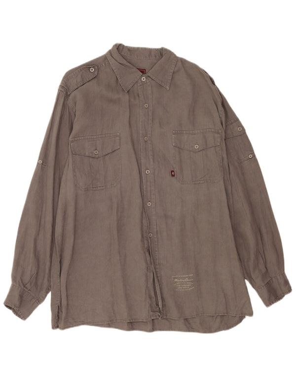 Marlboro Classics Mens Military Shirt Large Gray Lanen