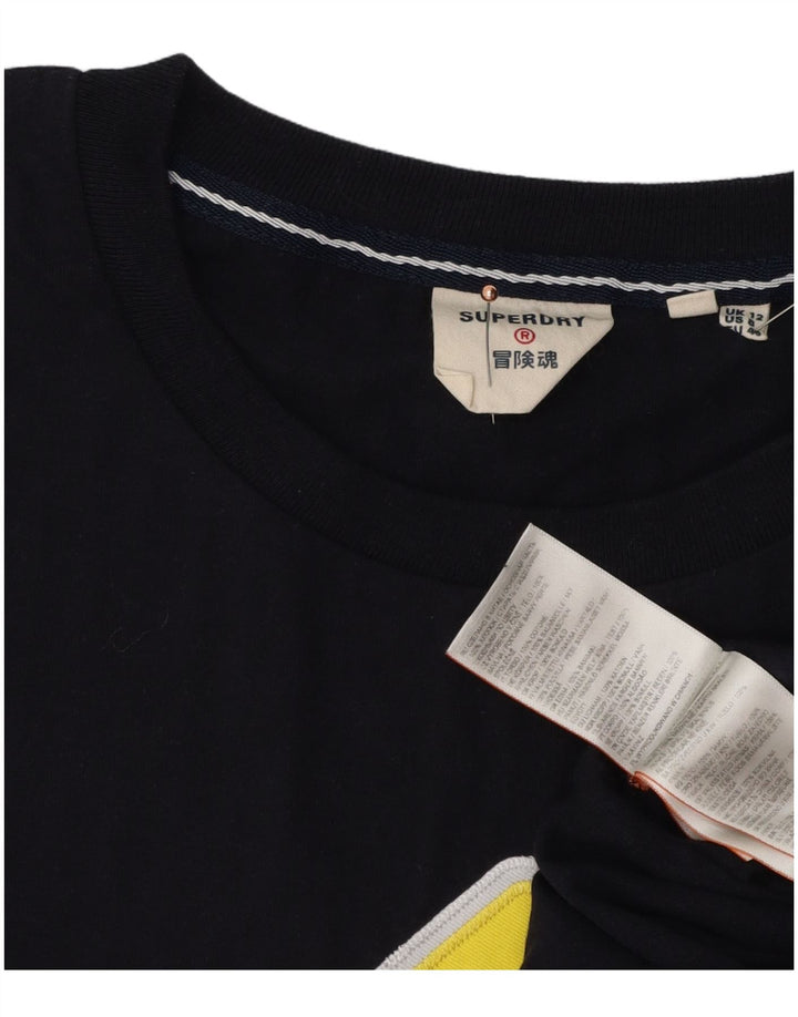 SUPERDRY Ženska grafička majica kratkih rukava UK 12 srednje tamnoplavi pamuk