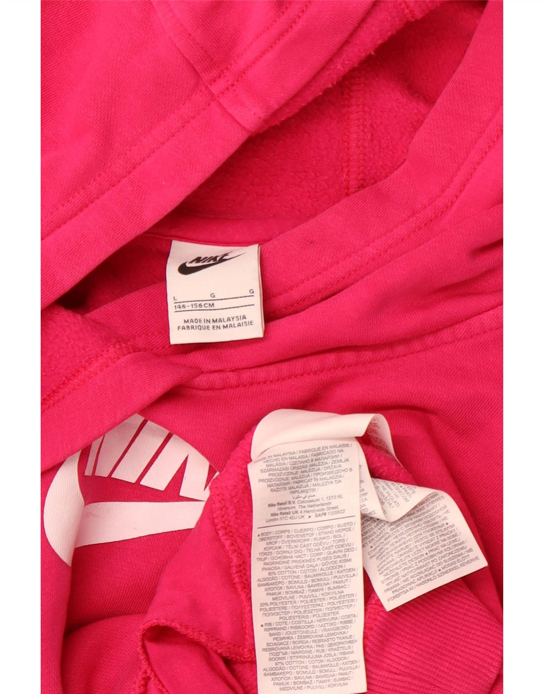 NIKE Girls Crop Graphic Majica s kapuljačom 12-13 Years Large Pink Pamuk