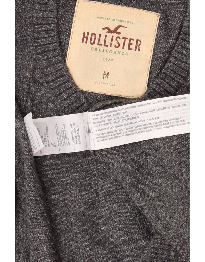 Hollister muški džemper s V-izrezom, srednje sivi pamuk