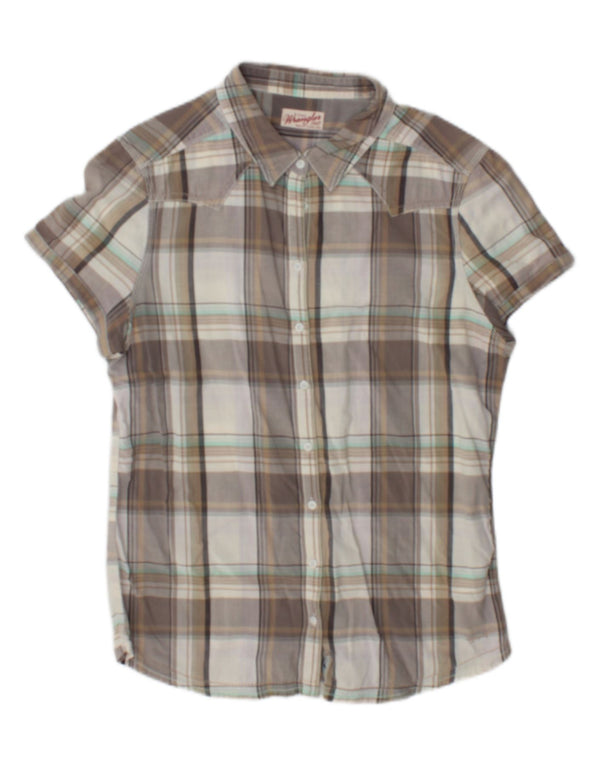Wrangler ženska majica kratkih rukava UK 18 XL sivi karirani pamuk