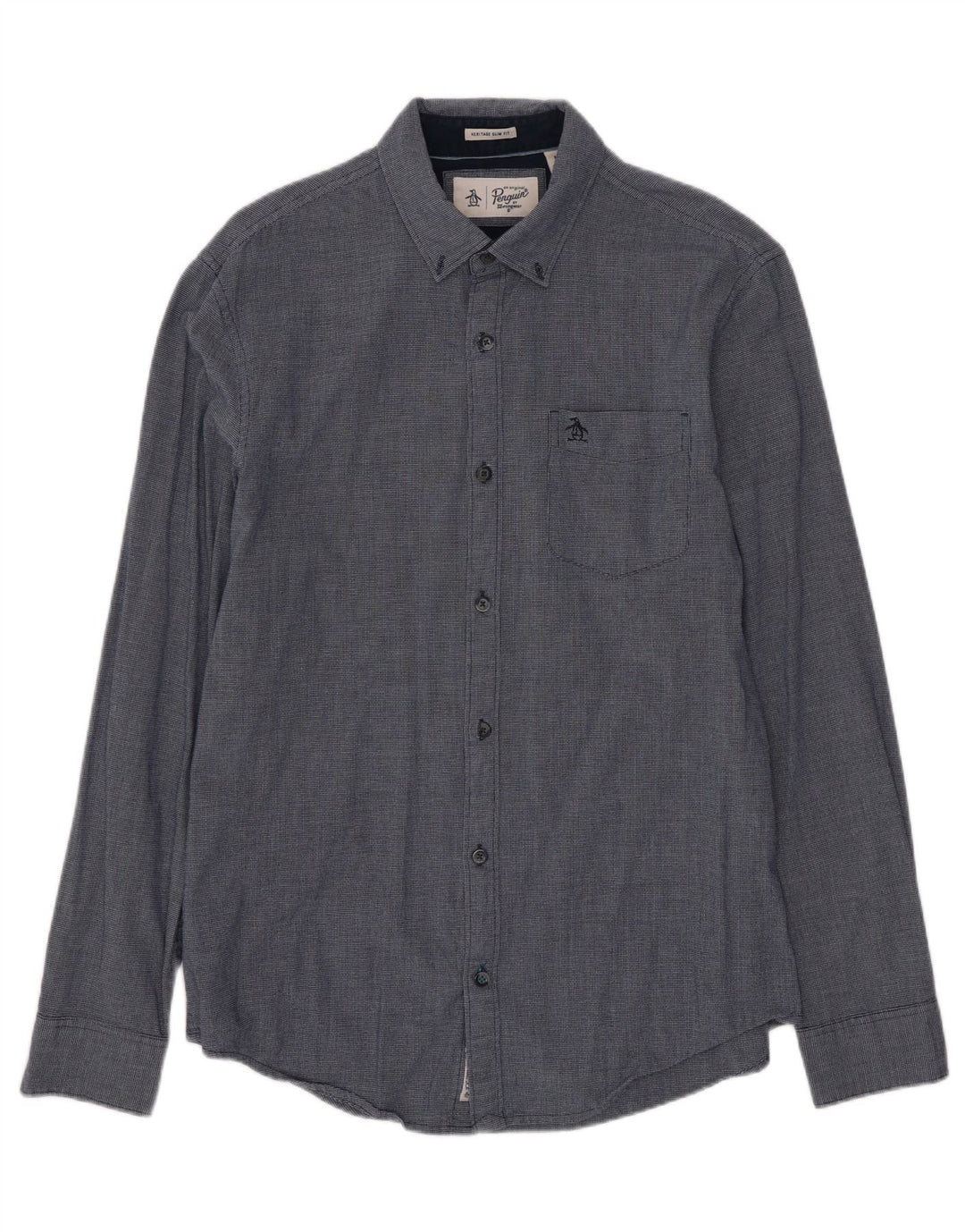 Penguin Heritage muška uska košulja srednje tamnoplave geometrijske svile