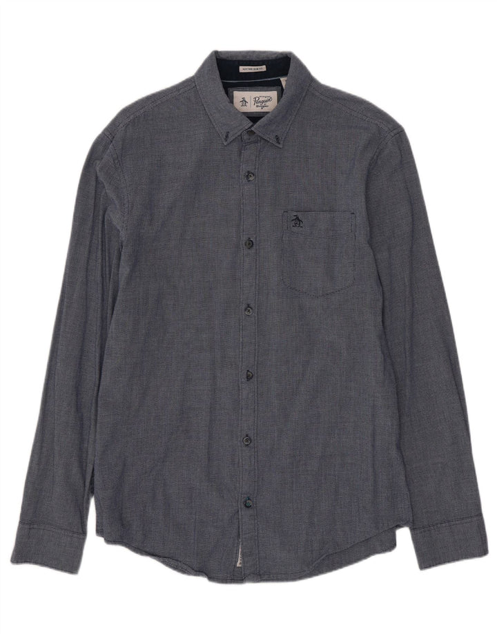 Penguin Heritage muška uska košulja srednje tamnoplave geometrijske svile