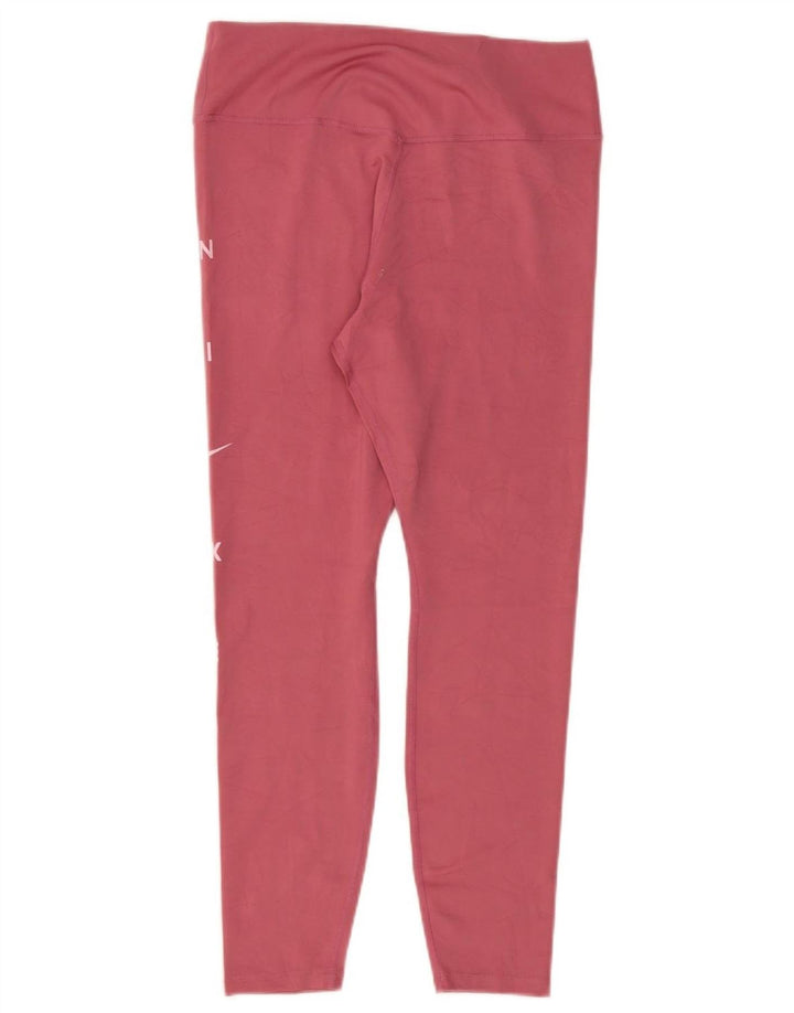 Nike Ženske Dri Fit Graphic Leggings UK 14 Large Pink Poliester
