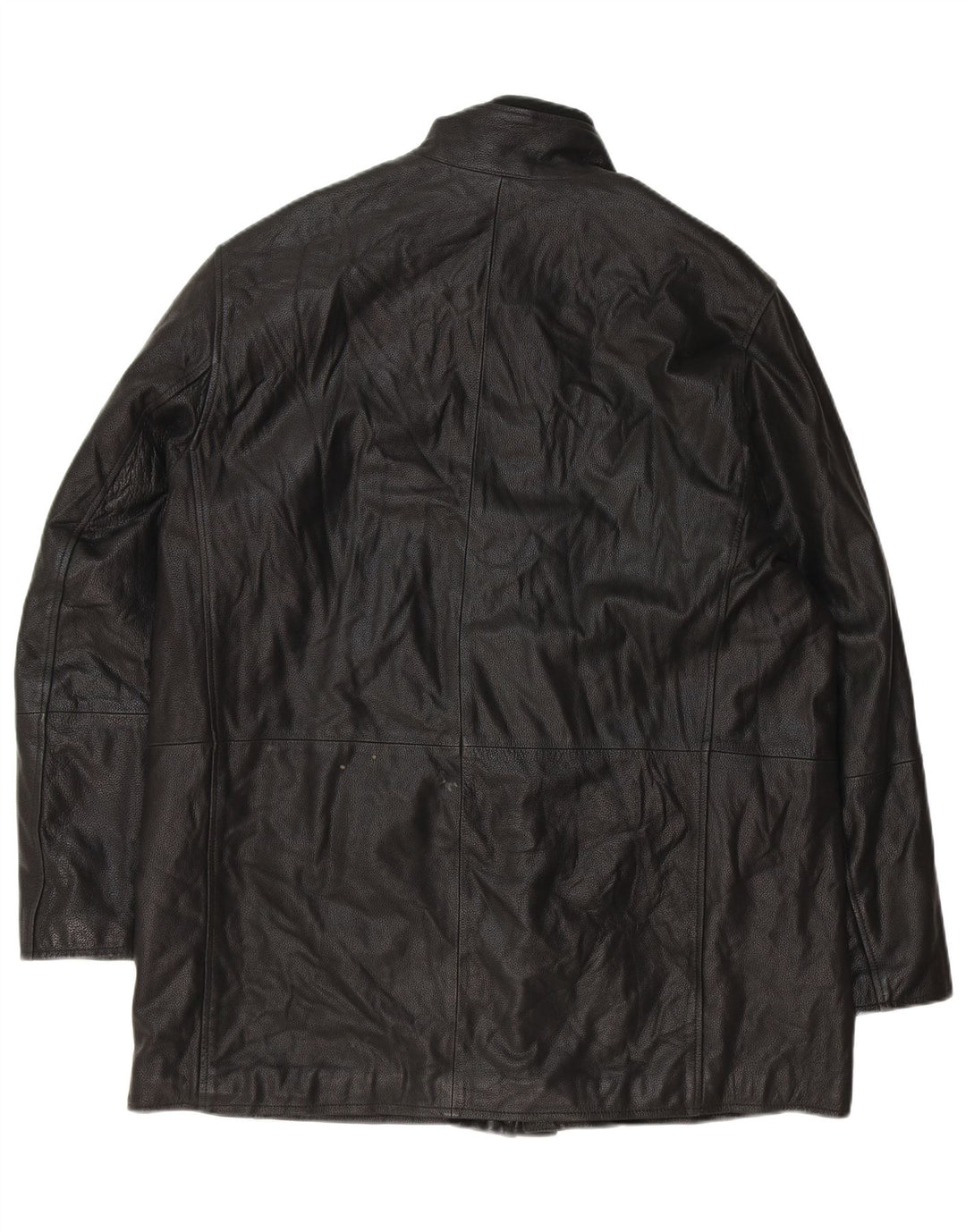 MICHEL Mens Leather Coat IT 54 2XL Black Leather