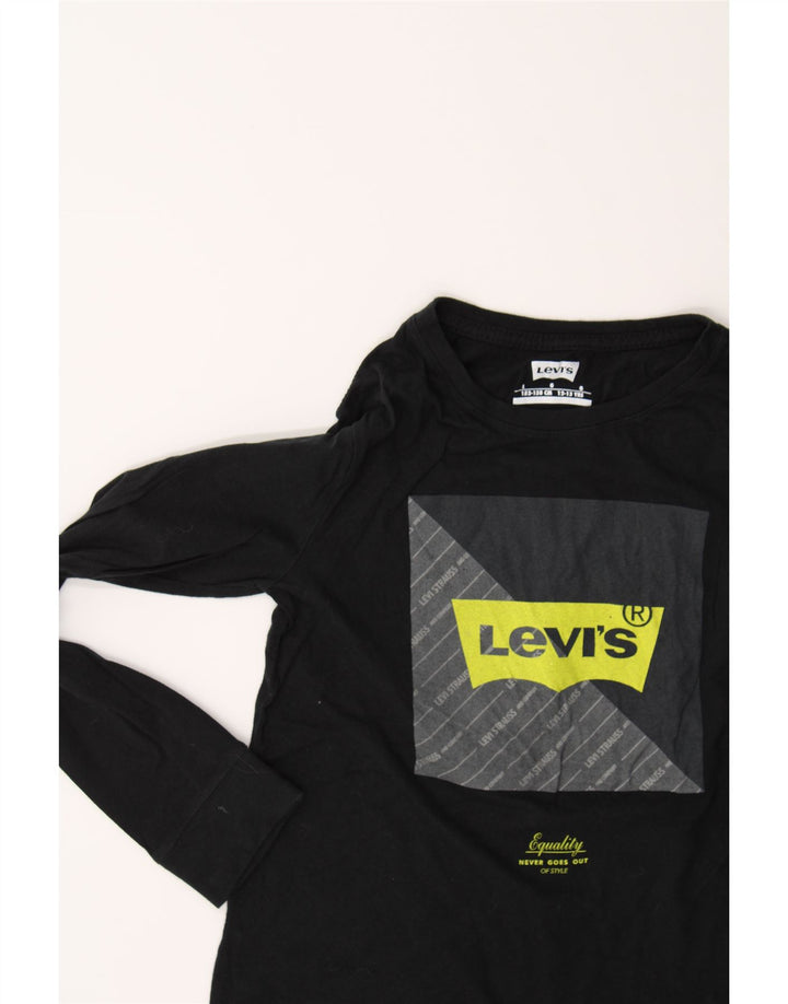LEVI'S Boys Graphic Top Long Sleeve 12-13 Years Large Black Cotton Vintage Levi's and Second-Hand Levi's from Messina Hembry 