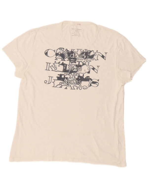 Calvin Klein Jeans muška majica kratkih rukava s grafičkim motivima 2XL bijeli pamuk