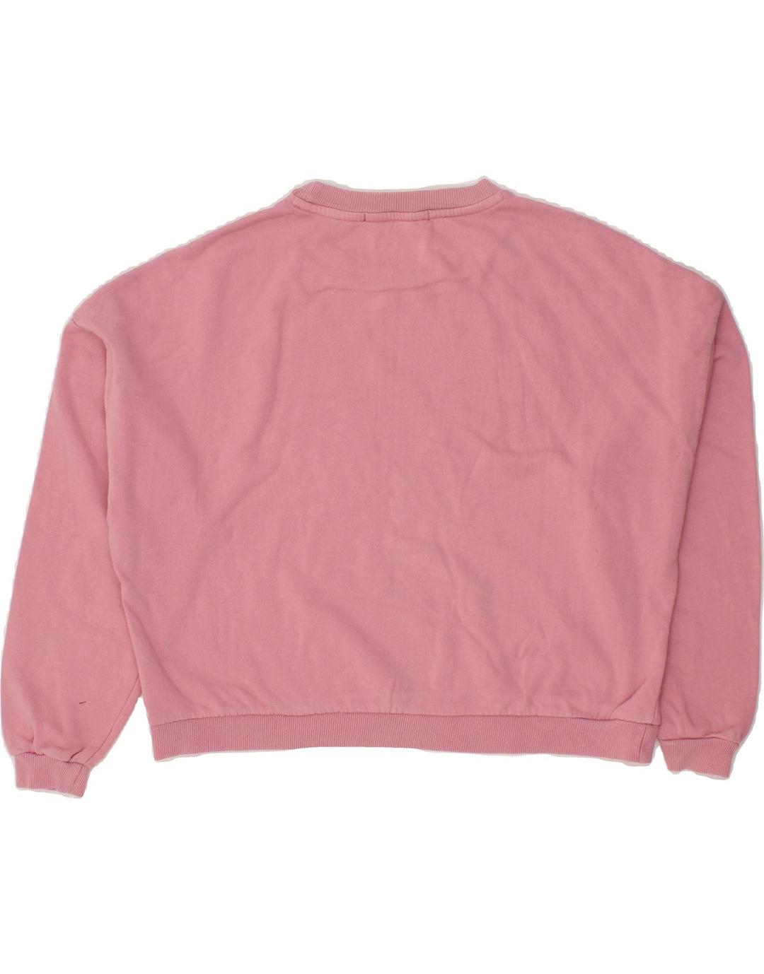 GUESS Womens Oversized Crop Graphic Sweatshirt Jumper UK 14 Medium Pink Vintage Guess and Second-Hand Guess from Messina Hembry 