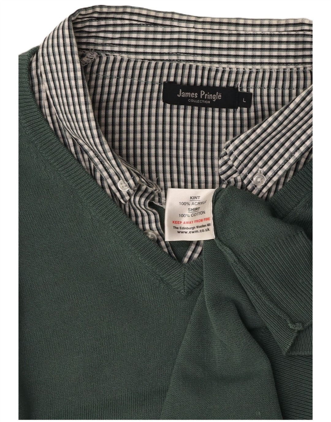 JAMES PRINGLE Muški pulover s V-izrezom, veliki zeleni karirani akril