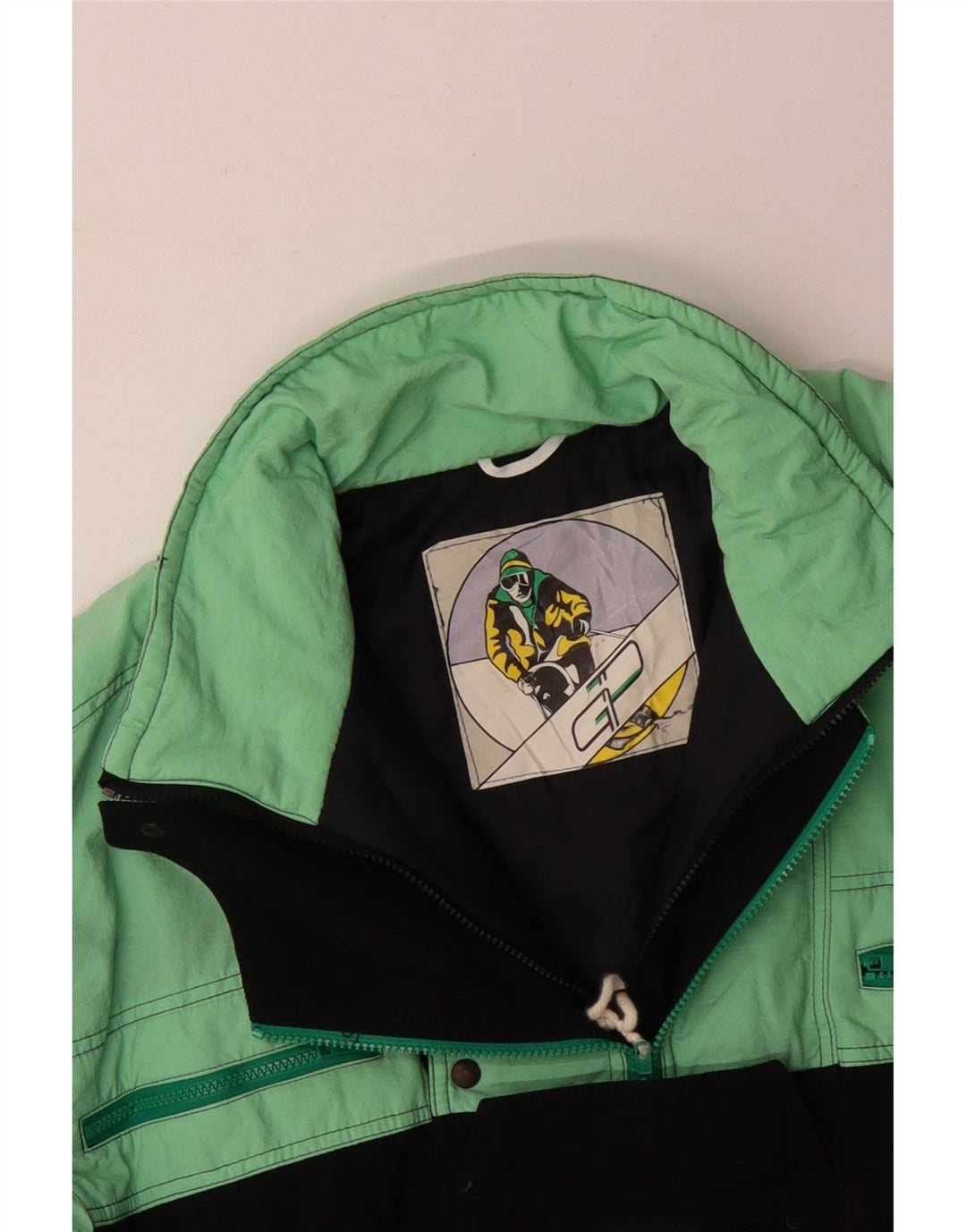 VINTAGE Muški skijaški kombinezon Veliki tirkizni poliamid u blokovima boja