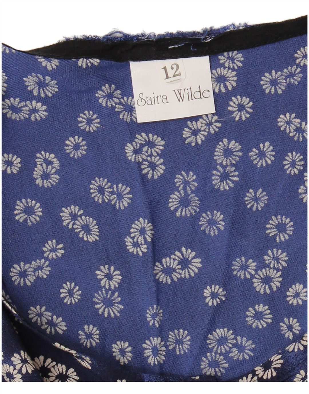 VINTAGE ženska osnovna haljina bez rukava UK 12 Srednje plava cvjetna viskoza