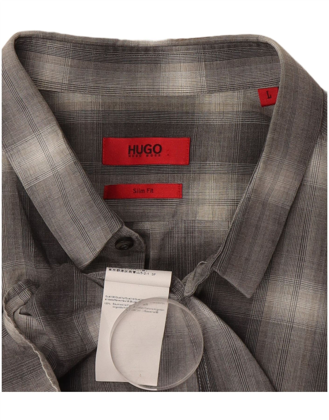 Hugo Boss muška uska košulja velikog sivog kariranog pamuka