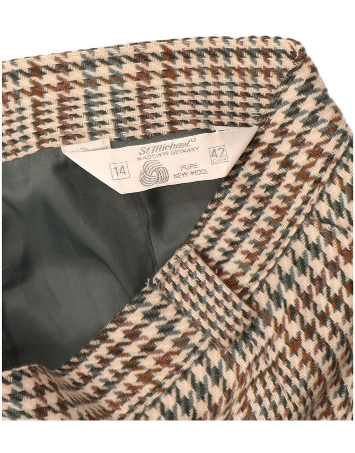 ST MICHAEL Ženska Pencil Suknja UK 14 Large W28 Bež Houndstooth