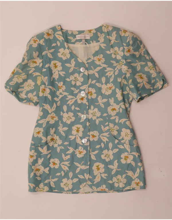 Franco Callegari ženska jakna s 4 gumba UK 12 Srednje plava cvjetna