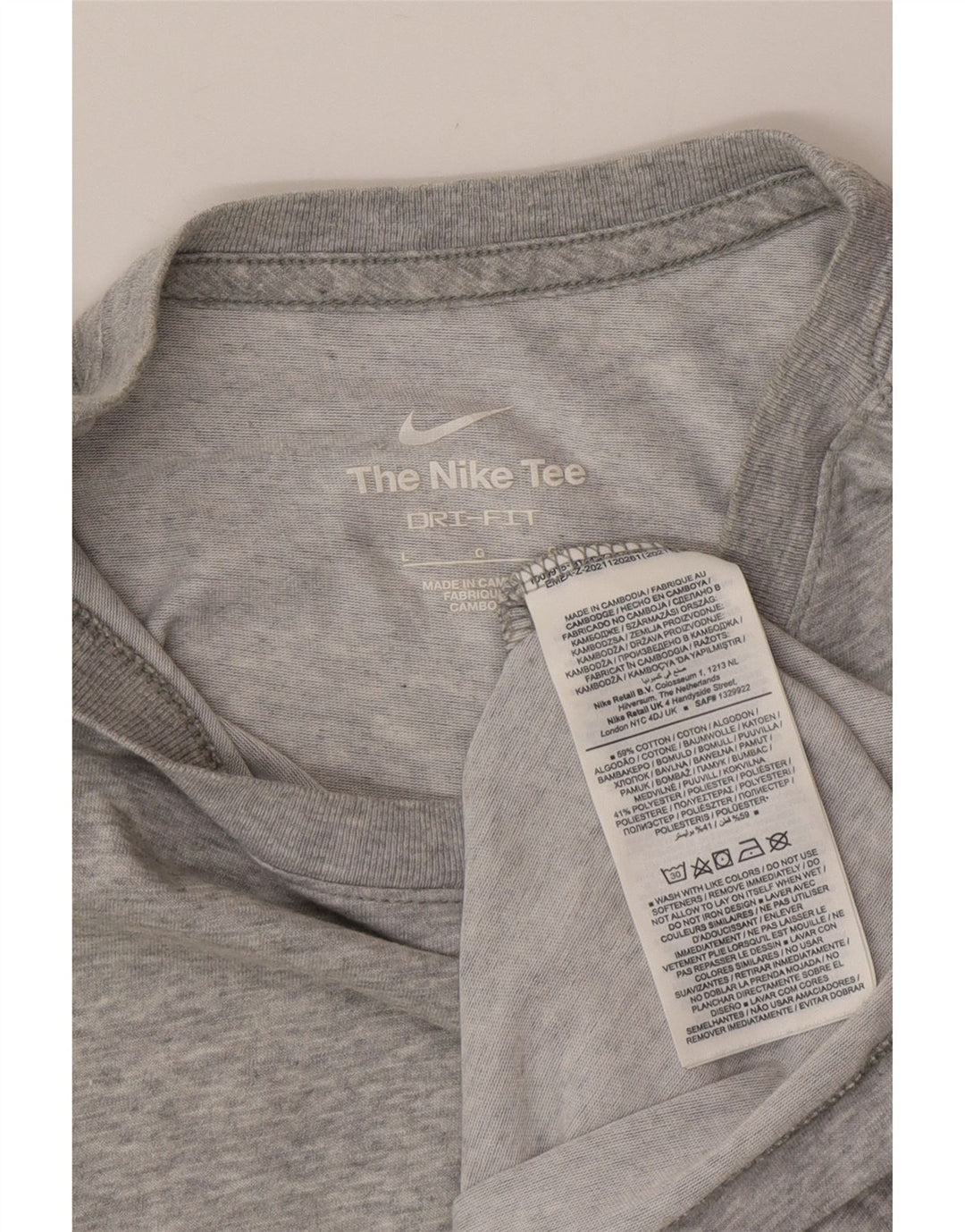 NIKE Muška Dri Fit T-Shirt Top Large Grey Pamuk