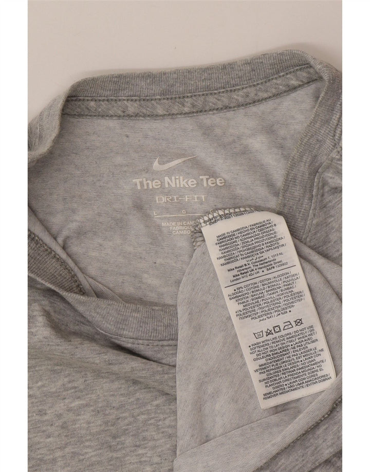 NIKE Muška Dri Fit T-Shirt Top Large Grey Pamuk