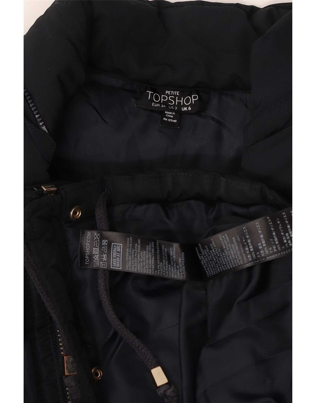 Topshop ženska podstavljena jakna UK 6 XS tamnoplavi poliester