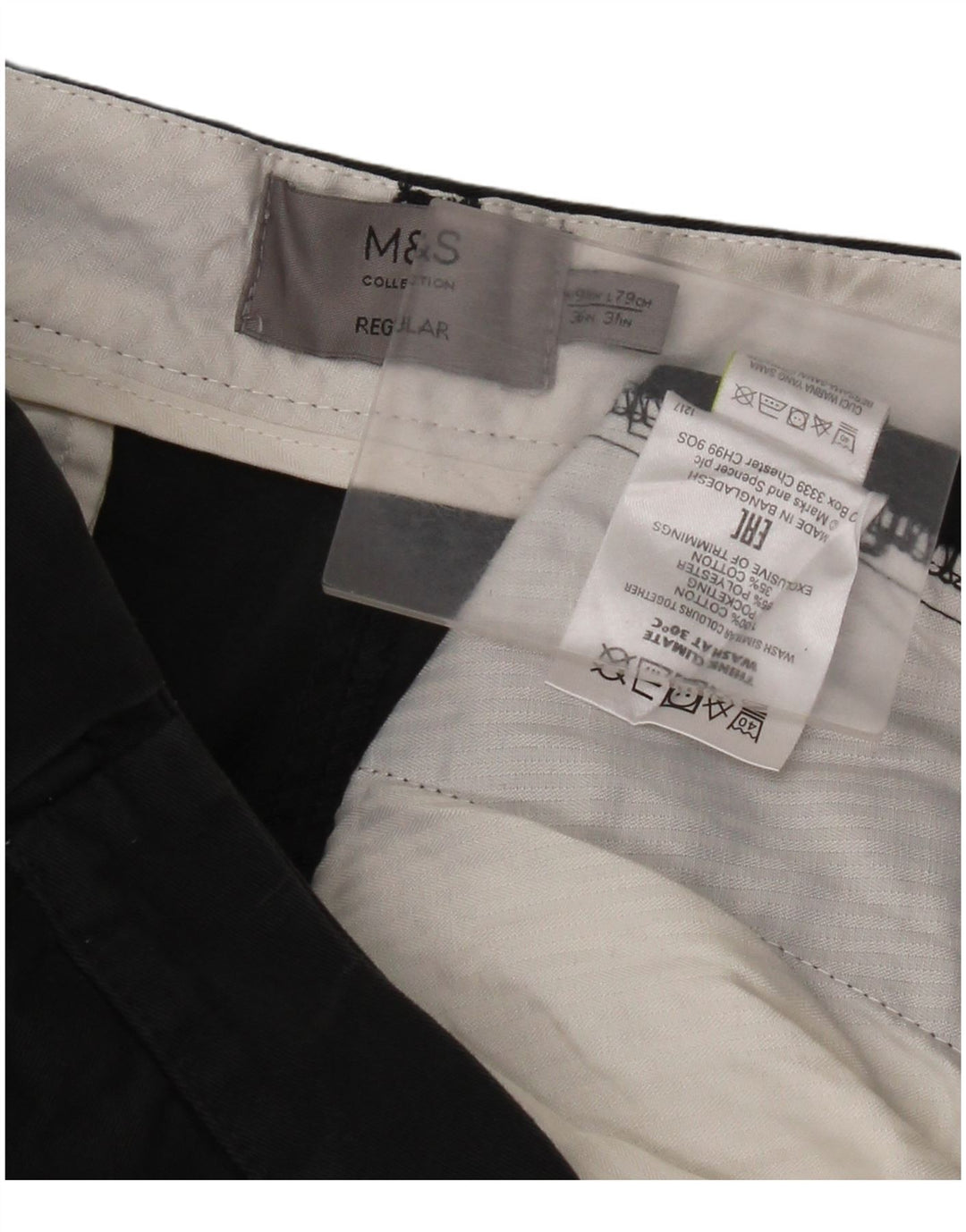 Marks & Spencer muške chino hlače regularnog kroja W36 L31 crne