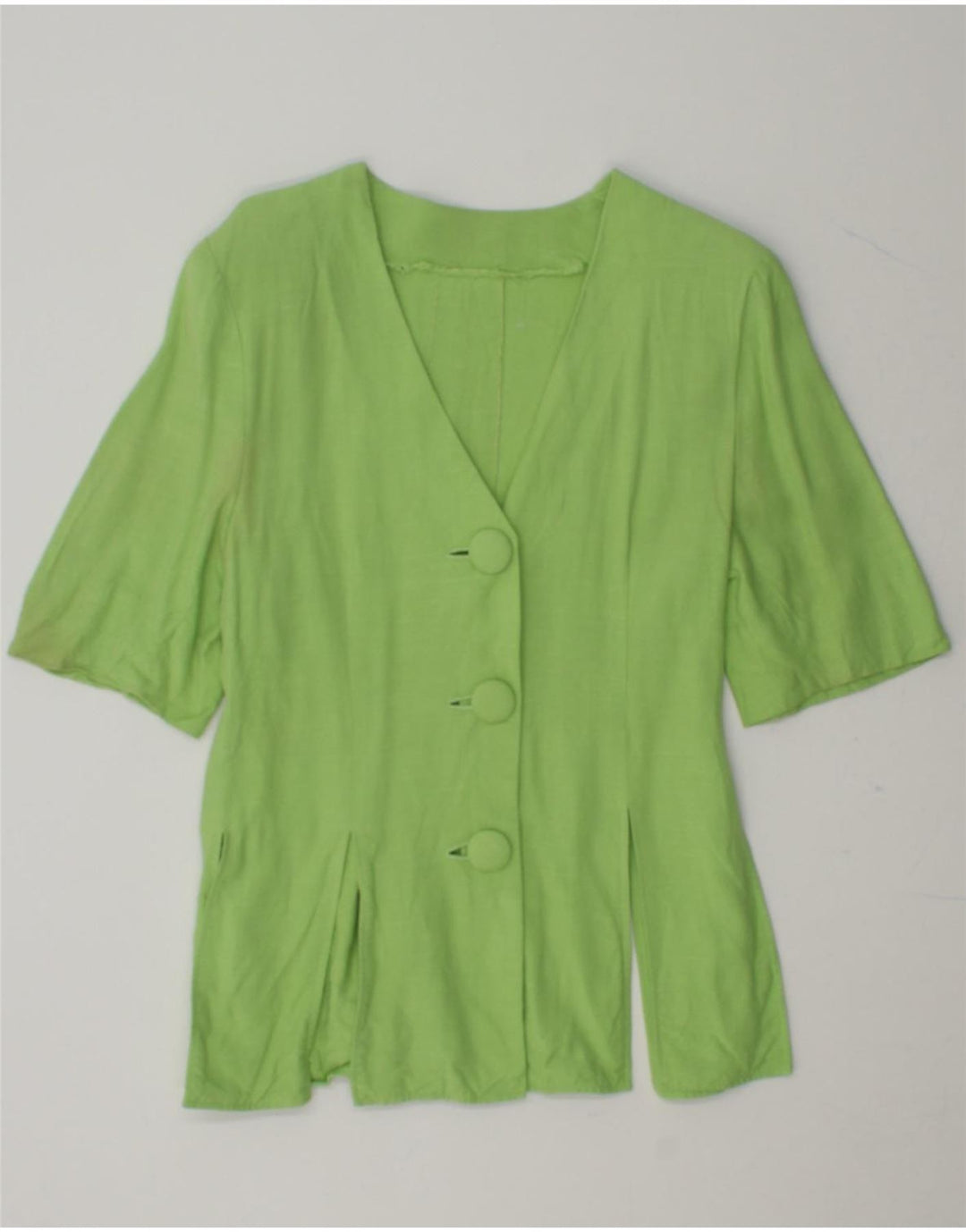 VINTAGE Womens Short Sleeve 3 Button Blazer Jacket UK 10 Small Green Vintage Vintage and Second-Hand Vintage from Messina Hembry 