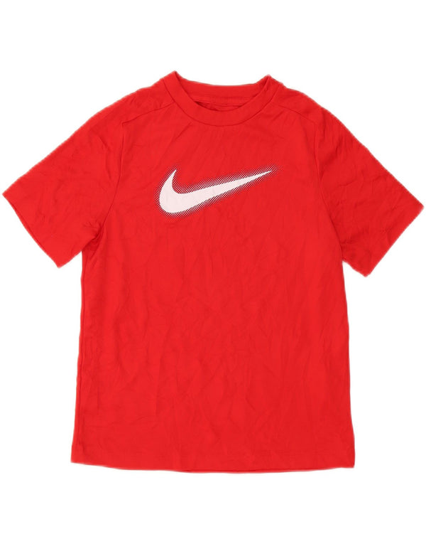 Nike Boys Dri Fit Graphic T-Shirt Top 10-11 Years Medium Red Poliester