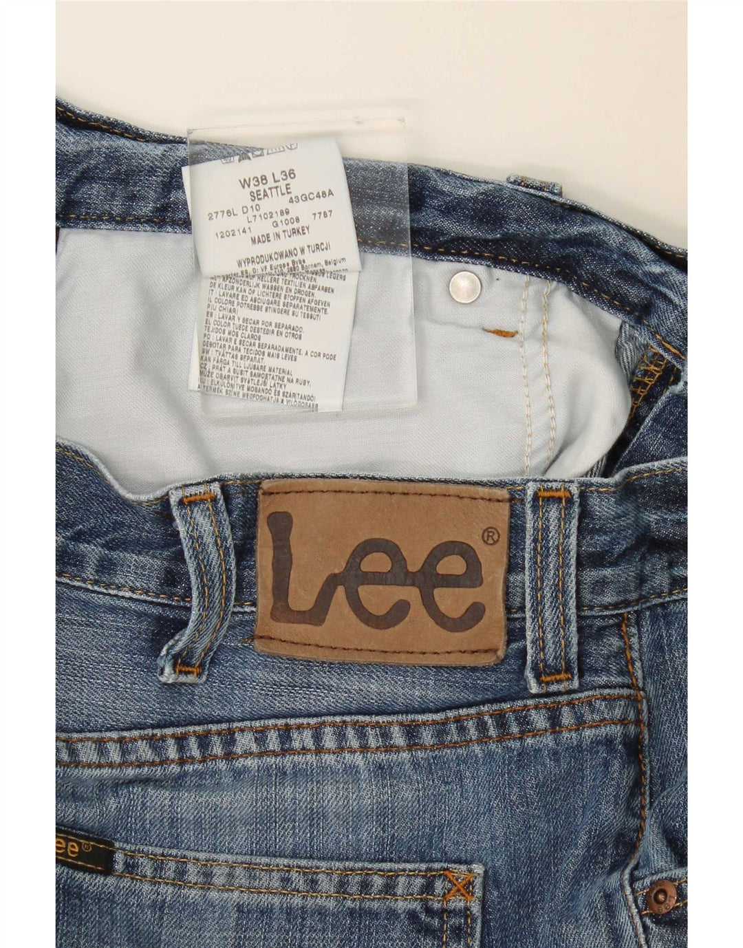 Lee Mens Seattle Straight Jeans W38 L30 Plavi pamuk