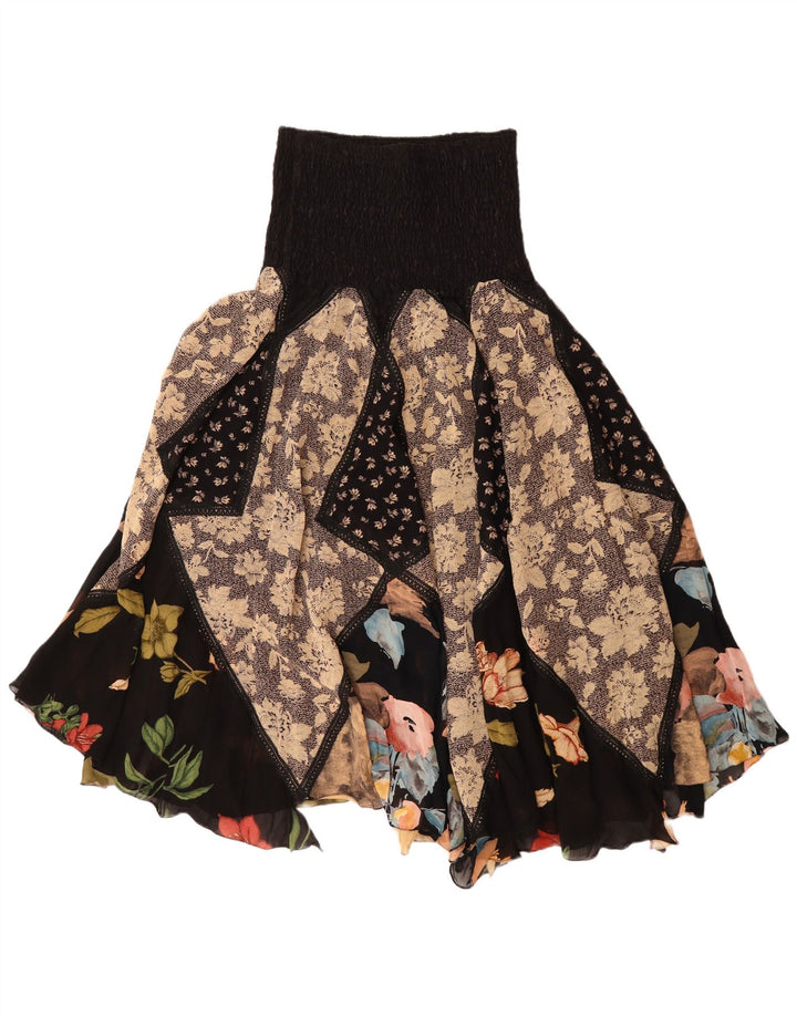 Vintage ženska asimetrična ciganska suknja W30 srednje raznobojna krpa