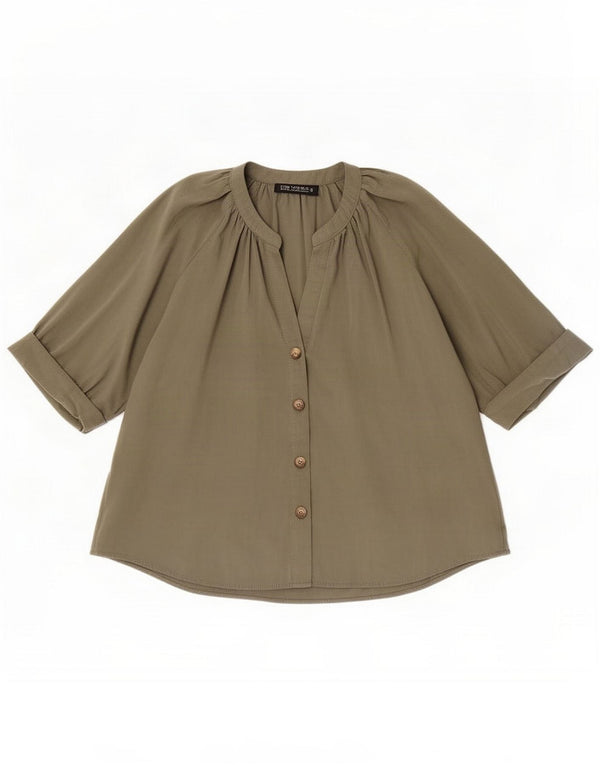 Zara ženska košulja bluza 3/4 rukava UK 14 Srednji kaki modal