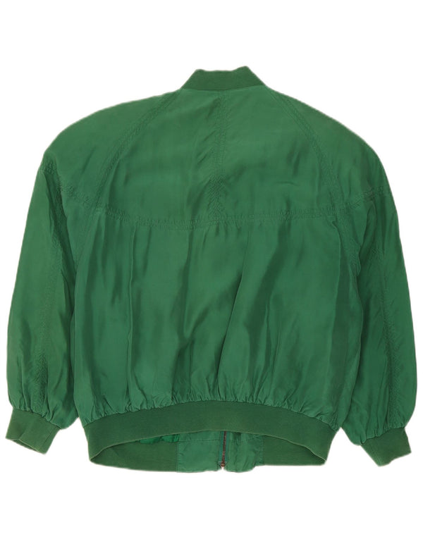 Vintage muška bomber jakna širokog kroja UK 36 Mala zelena svila