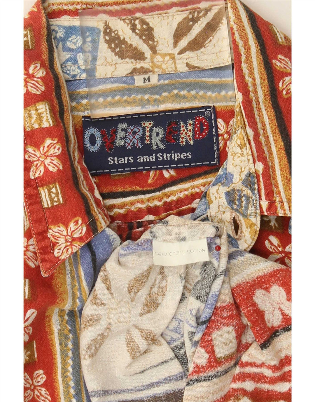 Vintage muška košulja kratkih rukava srednje raznobojni patchwork pamuk