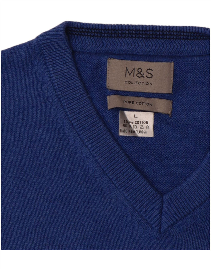 Marks & Spencer muški pulover s V-izrezom, veliki plavi pamuk