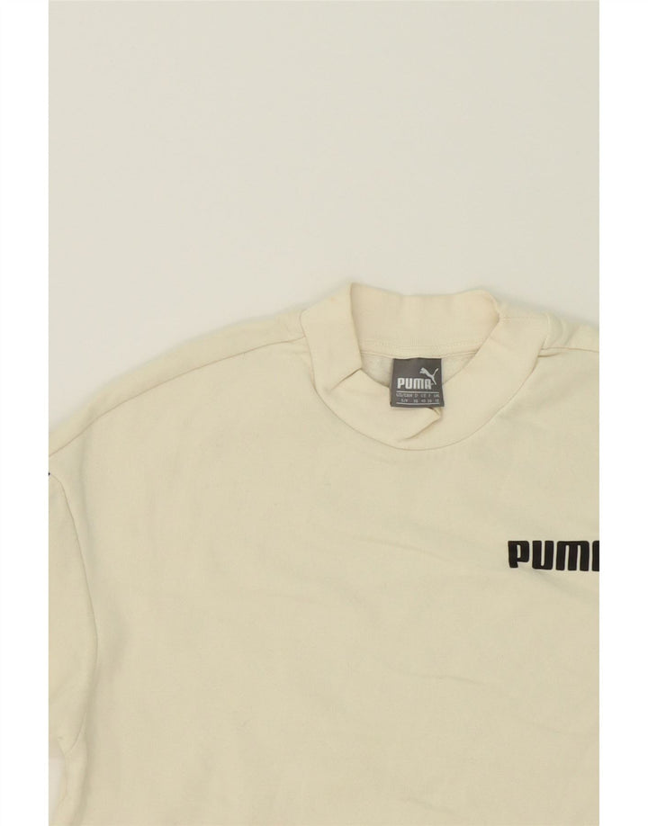 PUMA Womens Graphic Sweatshirt Jumper UK 10 Small  White Colourblock Vintage Puma and Second-Hand Puma from Messina Hembry 
