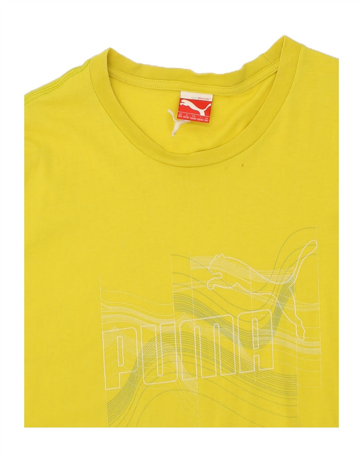 PUMA Mens Graphic T-Shirt Top 2XL Yellow Vintage Puma and Second-Hand Puma from Messina Hembry 