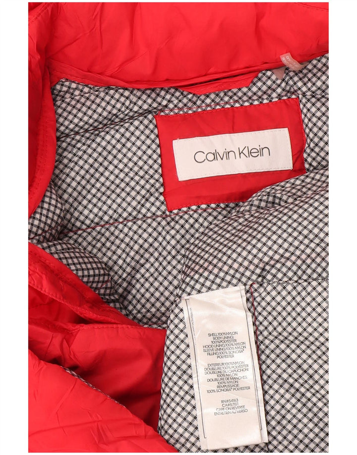 Calvin Klein ženska podstavljena jakna s kapuljačom UK 16 Veliki crveni najlon