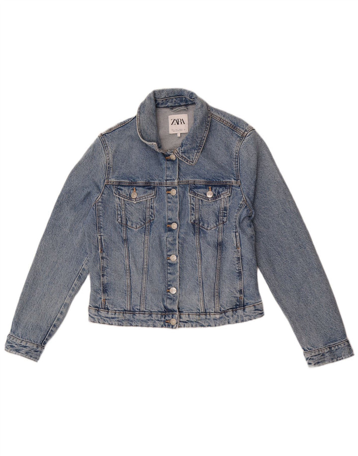 Zara ženska traper jakna UK 14 Large Blue Cotton