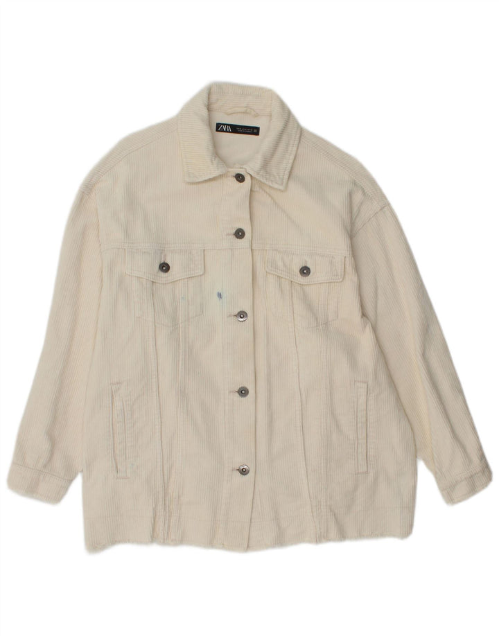 Zara ženska prevelika jakna od samta, UK 10, mala pamučna boja