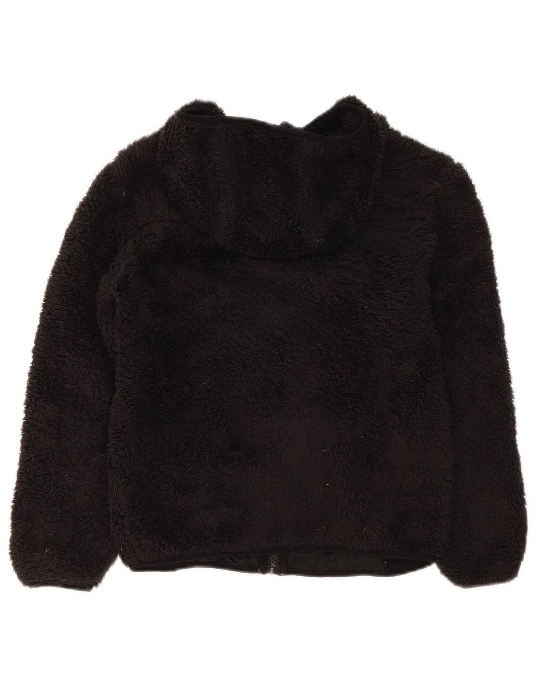 EDDIE BAUER Girls Hooded Fleece Jacket 7-8 Years Small Black Polyester