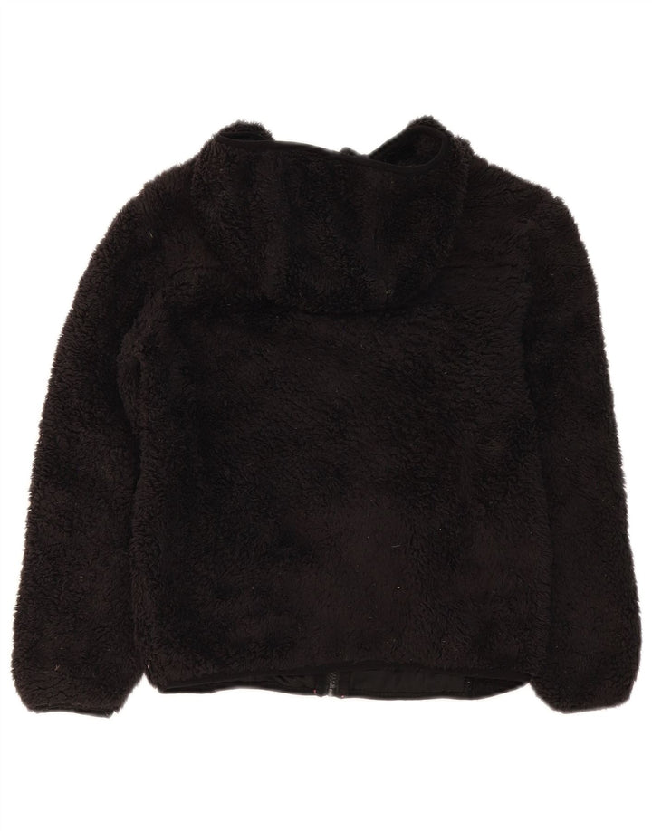 EDDIE BAUER Girls Hooded Fleece Jacket 7-8 Years Small Black Polyester