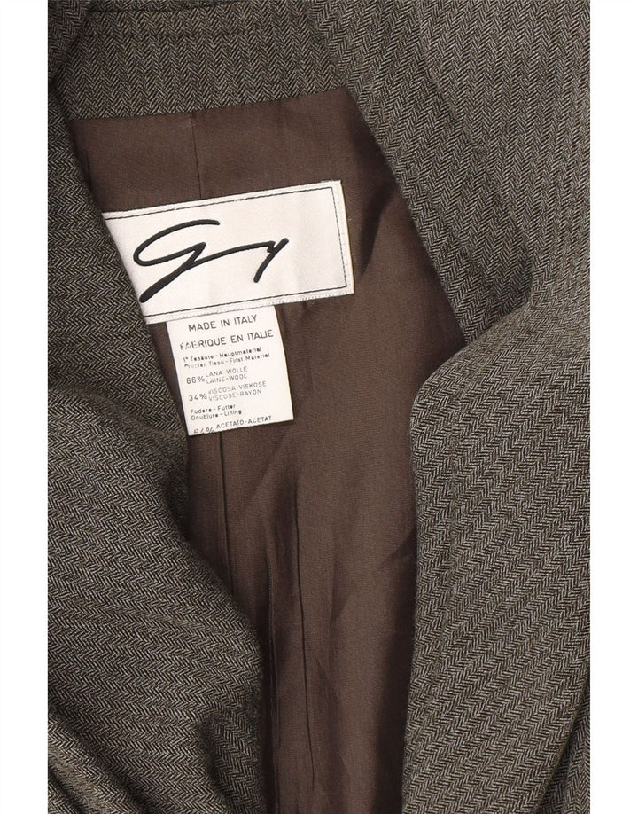 Genny ženski sako s 3 gumba UK 14 Srednje siva vuna riblja kost