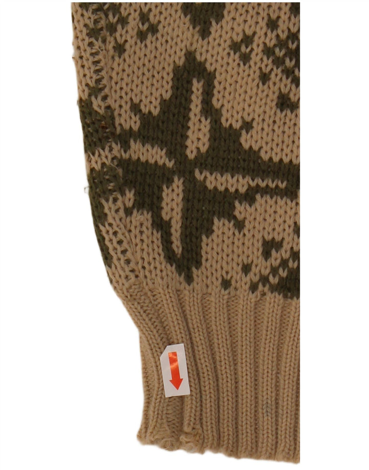 VINTAGE ženski džemper s veznim izrezom IT 46 Veliki bež geometrijski