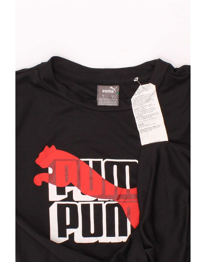 Puma Boys Graphic T-Shirt Top 6-7 Years Black Poliester