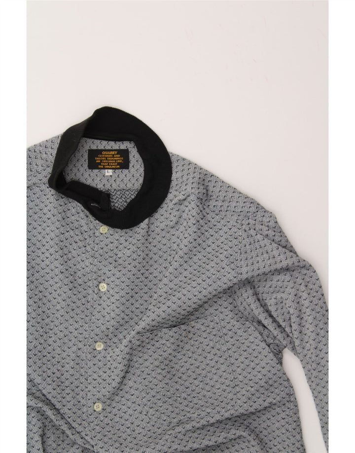 QUARRY Mens Shirt Large Grey Argyle/Diamond Viscose Vintage Quarry and Second-Hand Quarry from Messina Hembry 