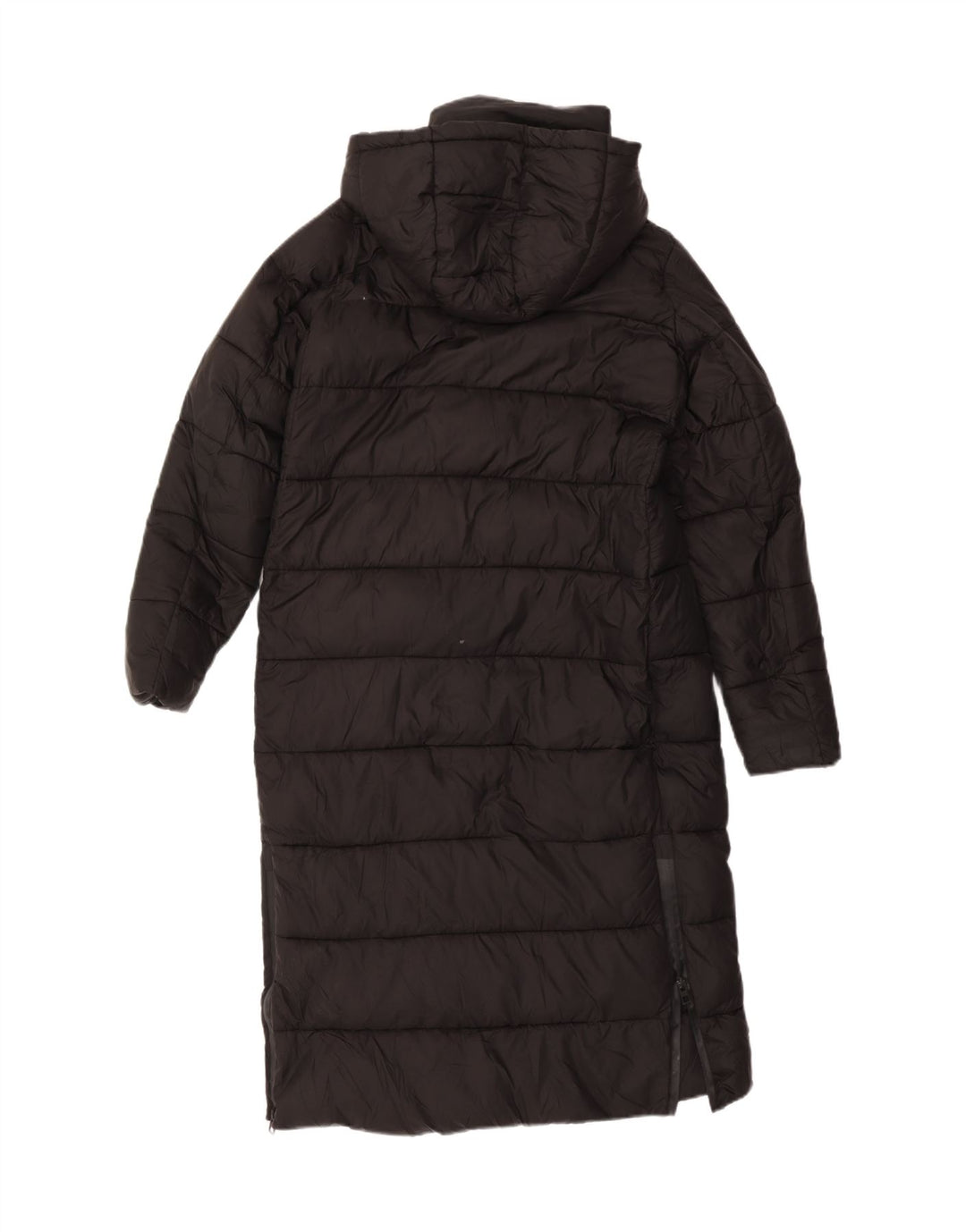 ZARA ženski preveliki podstavljeni kaput s kapuljačom UK 10 Mali crni poliester